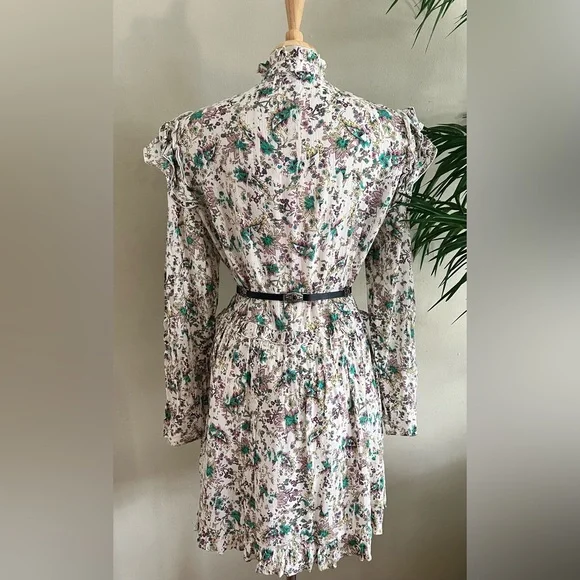 Berenice Paris Floral Ruffle Mini Dress S/M Boho Romantic - Picture 4 of 10